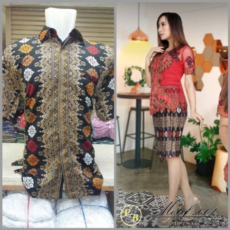 REALPICT COUPLE KEBAYA PAYET BORDIR/KEMEJA BATIK/SERAGAMAN KEBAYA NATAL