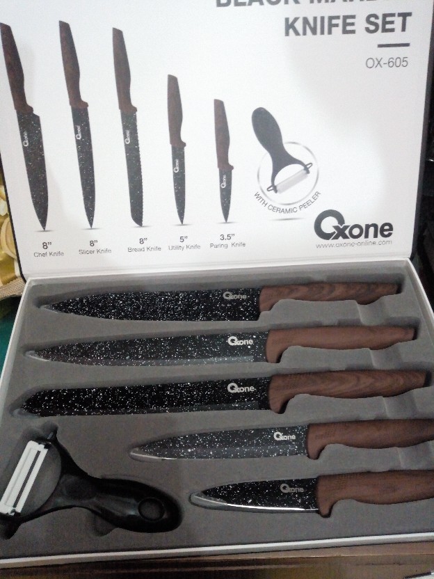 Pisau Set / Knife Set Oxone Black Marble / Marmer Hitam Ox 605 / Ox605 / Ox-605 (original100%)