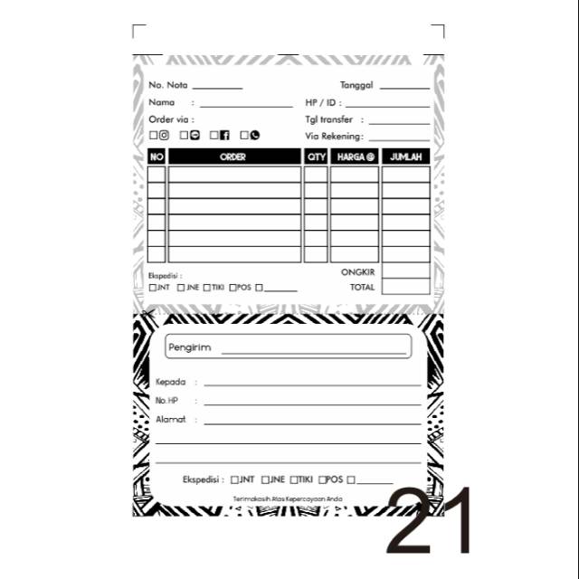 

[Nota 2in, Potrait Part 2] Nota Olshop - Harga 1 buku - kertas alamat dan rekap