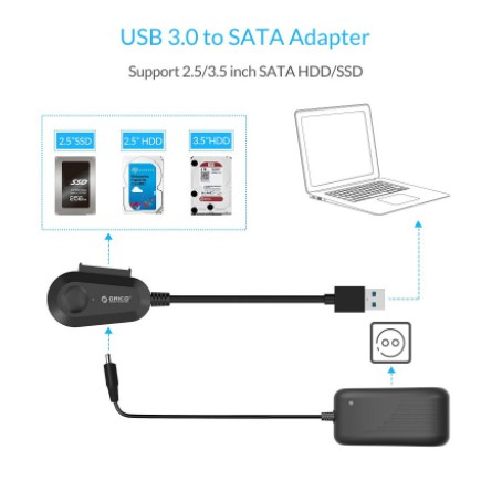 Usb 3.0 to Sata III Cable Adapter orico 5Gbps for 2.5 inch hdd harddisk ssd 25uts - Kabel usb3.0 sata 25-uts