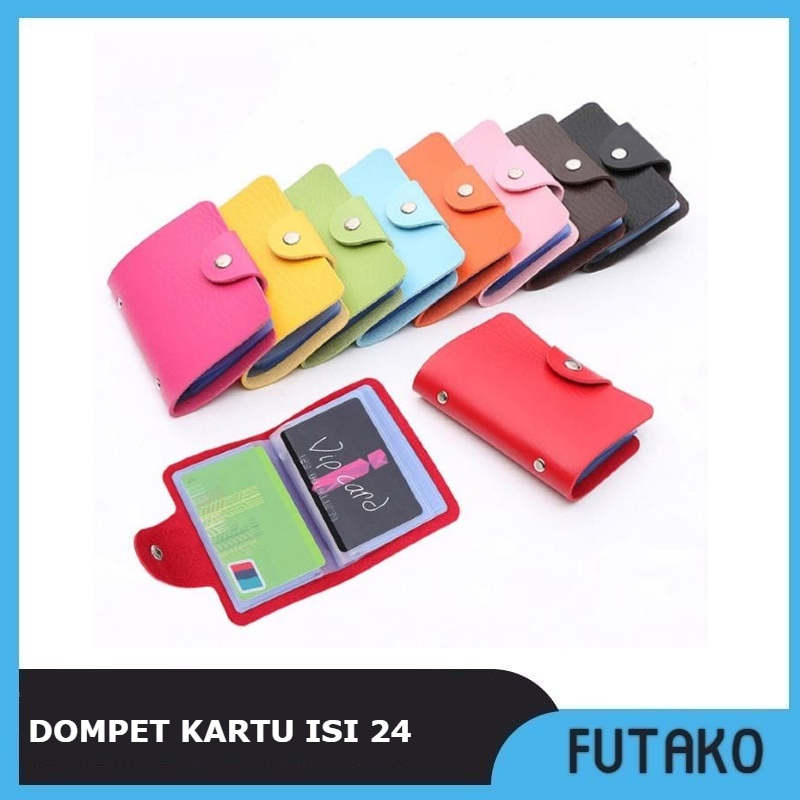 FUTAKO Dompet Kartu isi 24 / Dompet Kulit Kartu Nama / Card Clip RANDOM