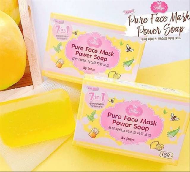 PURE FACE MASK POWER SOAP BY JELLYS ORIGINAL - SABUN PEMUTIH WAJAH