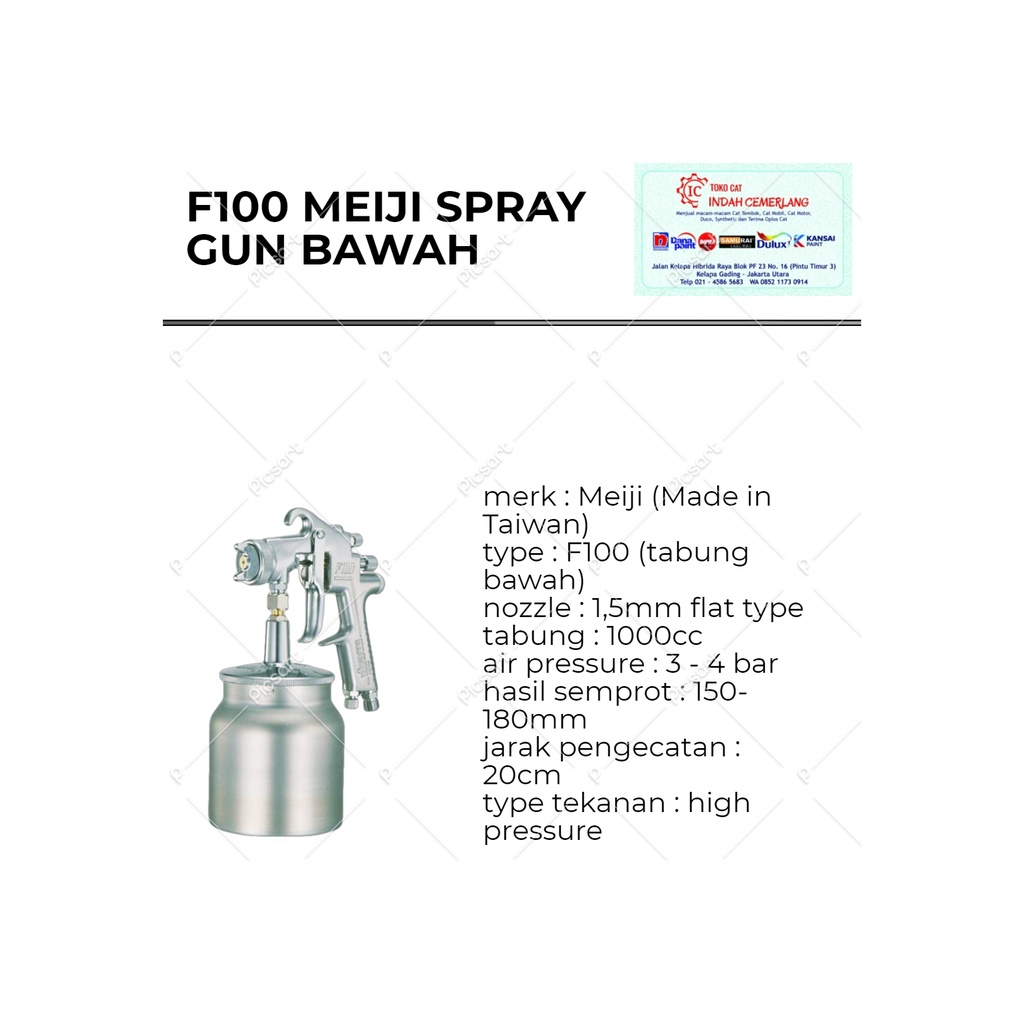 Spray gun meiji f100 tabung bawah