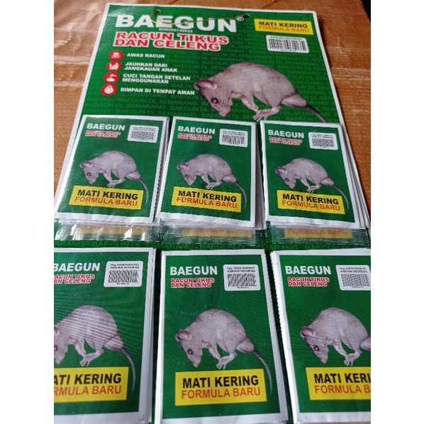 (24pcs)Baegun Racun Tikus dan Celeng Asli Original Obat Hama Ampuh Mati Kering Murah Grosir