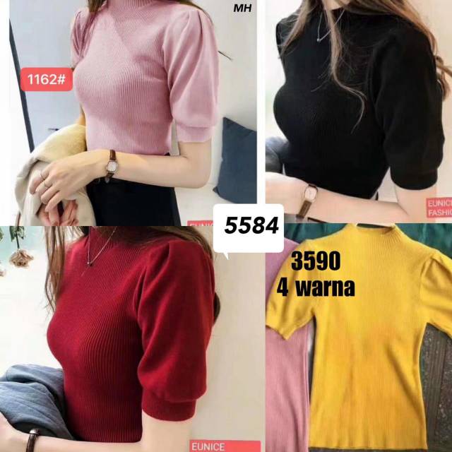 5584 Blouse Rajut  Polos  Import Cewek Murah Baju  Atasan 