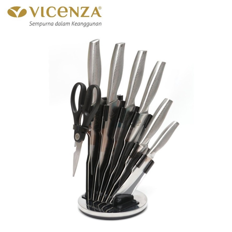 Paket Pisau Dapur Vicenza V908K Kitchen Knife Set Gunting &amp; Wadah