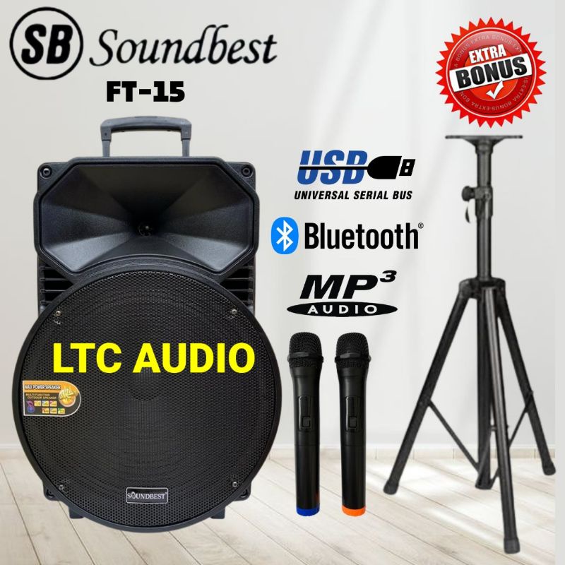 PORTABLE WIRELESS SOUNDBEST / SPEAKER PORTABLE SOUNDBEST FT-15 (15 INCH) / SOUNDBEST FT 15 / FT 15