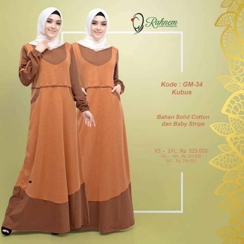 Gamis Dewasa Rahnem GM 34 Olive Kubus Army Navy Merah