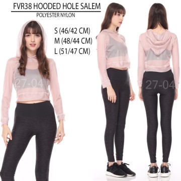 Atasan Olaharga Crop Hoodie Wanita (FVR38 HOODED HOLE)