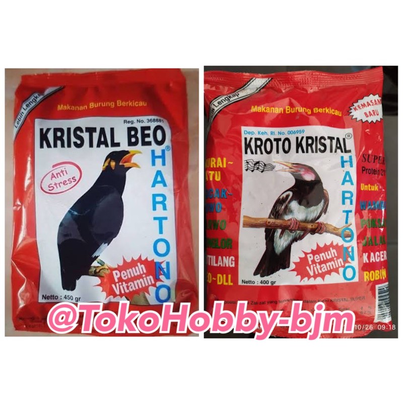 kroto kristal - kristal beo hartono anti stress - pakan makanan burung beo 400 gr 450 gr antistress