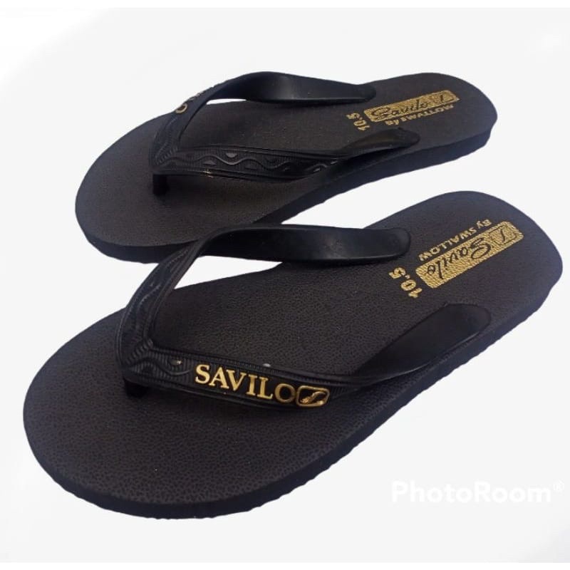 swallow savilo japit sandal karet black gold hitam