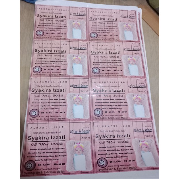 

Cetak Bontax Camel + Laminasi Glossy /Sticker A3+ (Sticker Selapan, Aqiqah, Turun Tanah, dll)