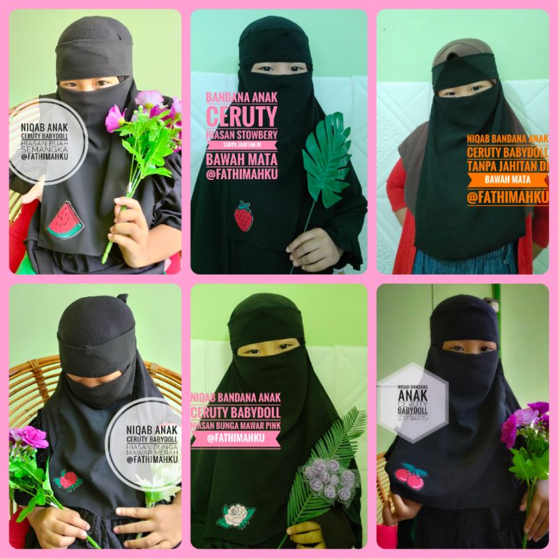 Niqab Anak/Cadar Bandana Anak/Niqab Ceruty Babydoll