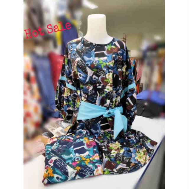 Tunik remaja wanita motif bunga tali pita