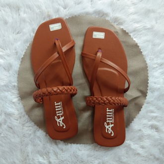 ANUR - COD Sandal Teplek Jepit Flat Tali Kepang Wanita Remaja Terbaru/Sendal Casual Polos Santai Perempuan