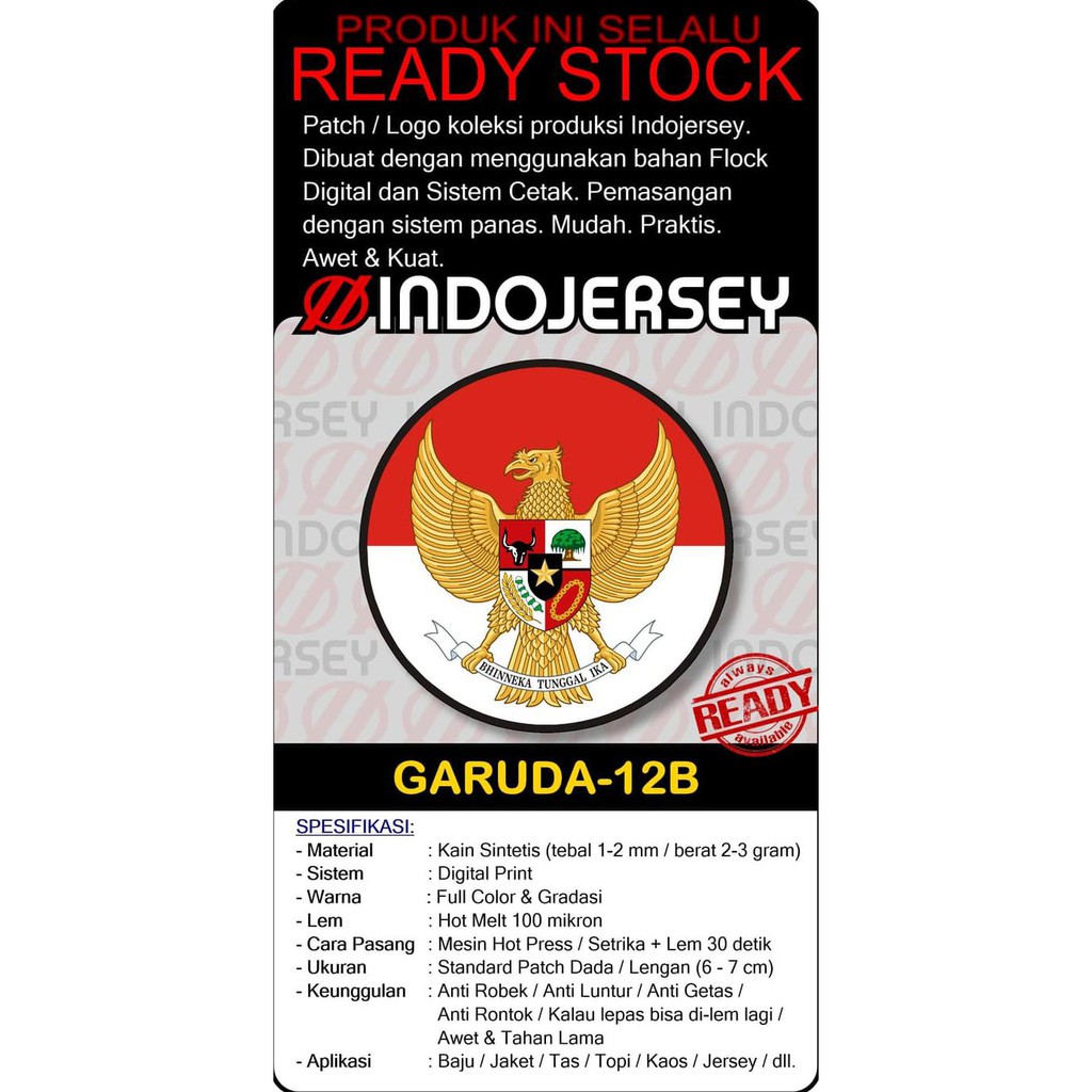 Buruan Serbu Logo Setrika Flock / Alternatif Bordir Woven - Garuda Pancasila 12B - Flock Standard