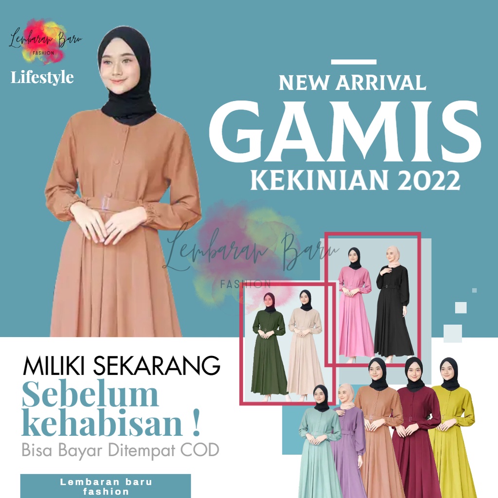 Baju Gamis Wanita remaja terbaru 2021 2022 polos long dress muslim muslimah premium 004