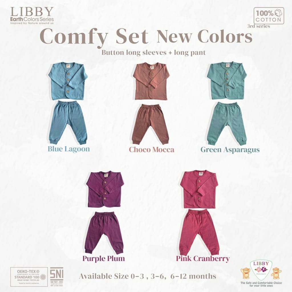 LIBBY EARTH COMFY - BAJU SET PANJANG 0-6 BULAN