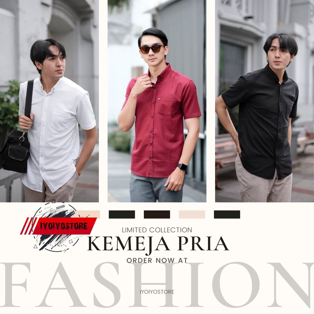 Kemeja pria putih polos lengan pendek bahan katun original/KEMEJA KATUN kemeja putih lengan pendek/k
