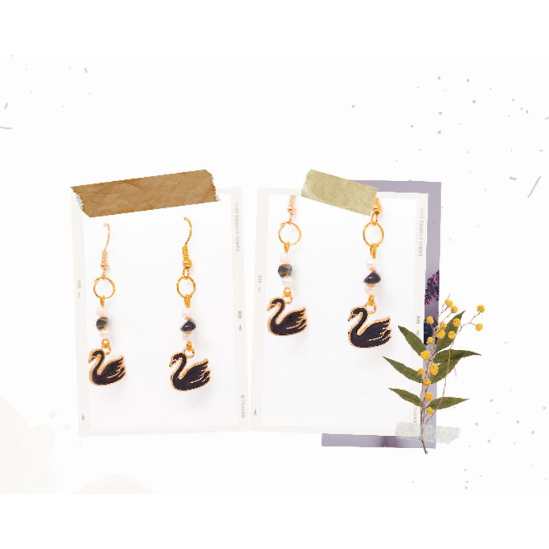 Black Swan | Black Swan Charm Earring | Anting Angsa Hitam