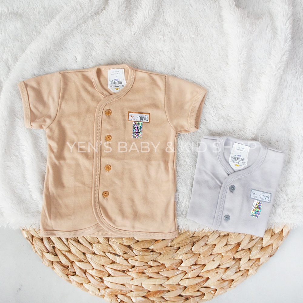 Nova Kancing Pendek Motif Polos Coklat Abu