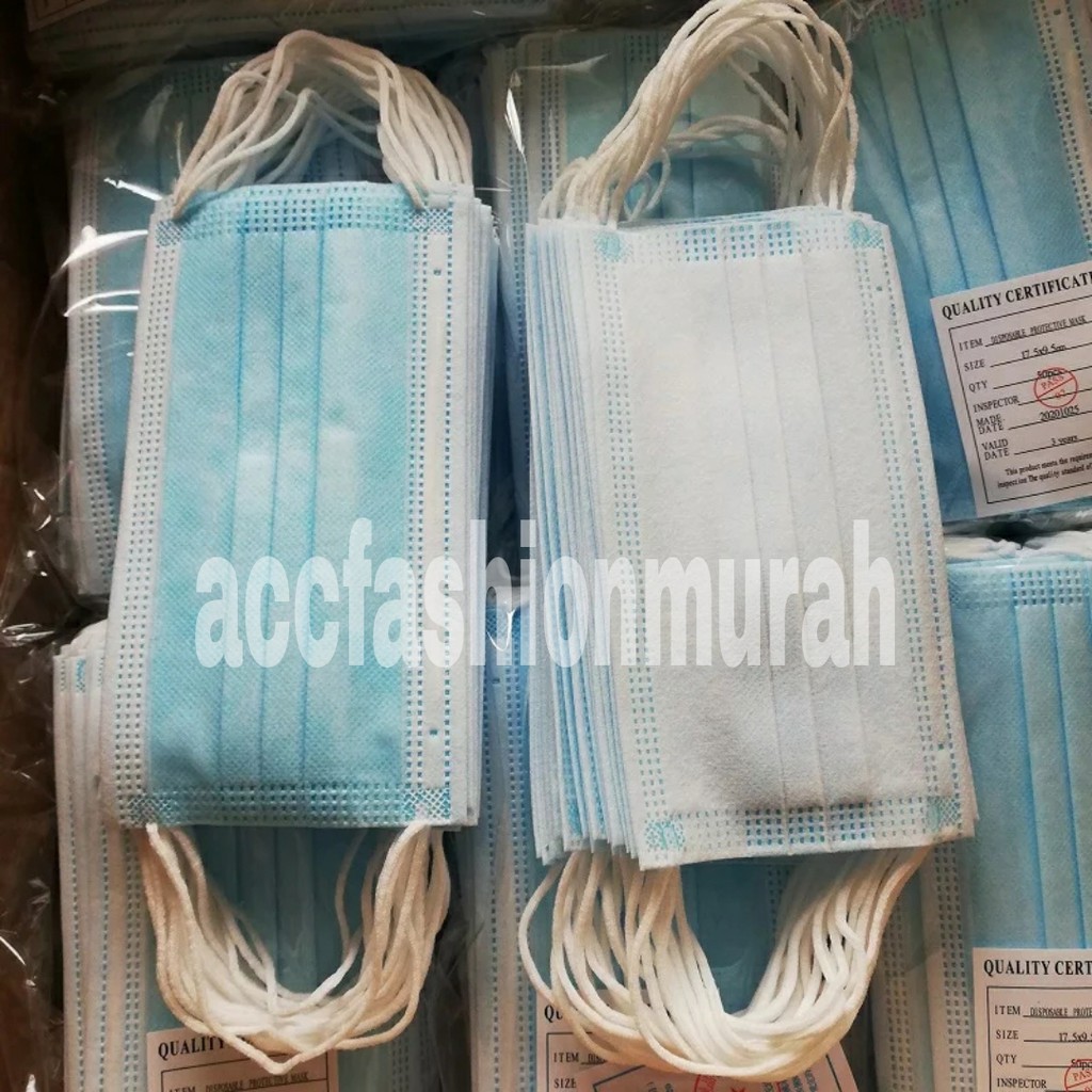 AFM Masker Disposable 3Ply Black Color  Masker Biru 3 PLY DISPOSABLE FACE MASK