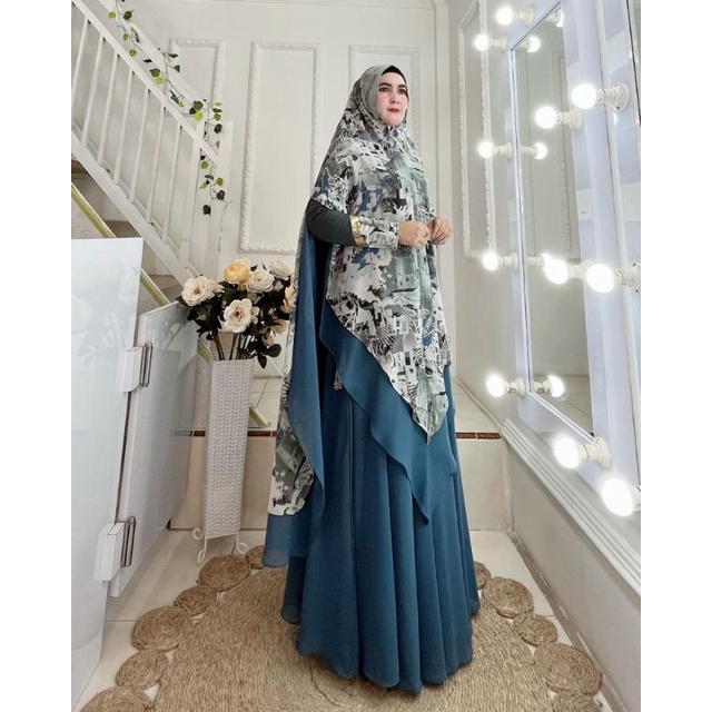 Dijah 633 ORI by Dijah / Muslimah Branded Wear / Gamis Pesta / Baju Syari / Gamis Set Syar'i / Dress Mewah / Baju Pesta Syari-5