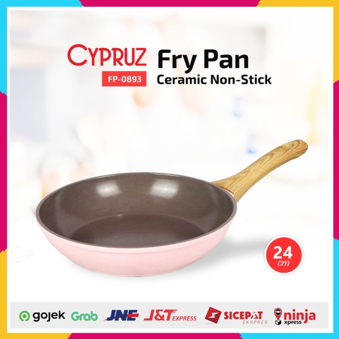 Cypruz FP-0893 Pink Ceramic Coating Fry Pan 24 cm Wajan Induksi