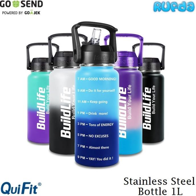 Quifit Stainless Steel 1L Bottle Botol Minum Insulated ---Termurah---