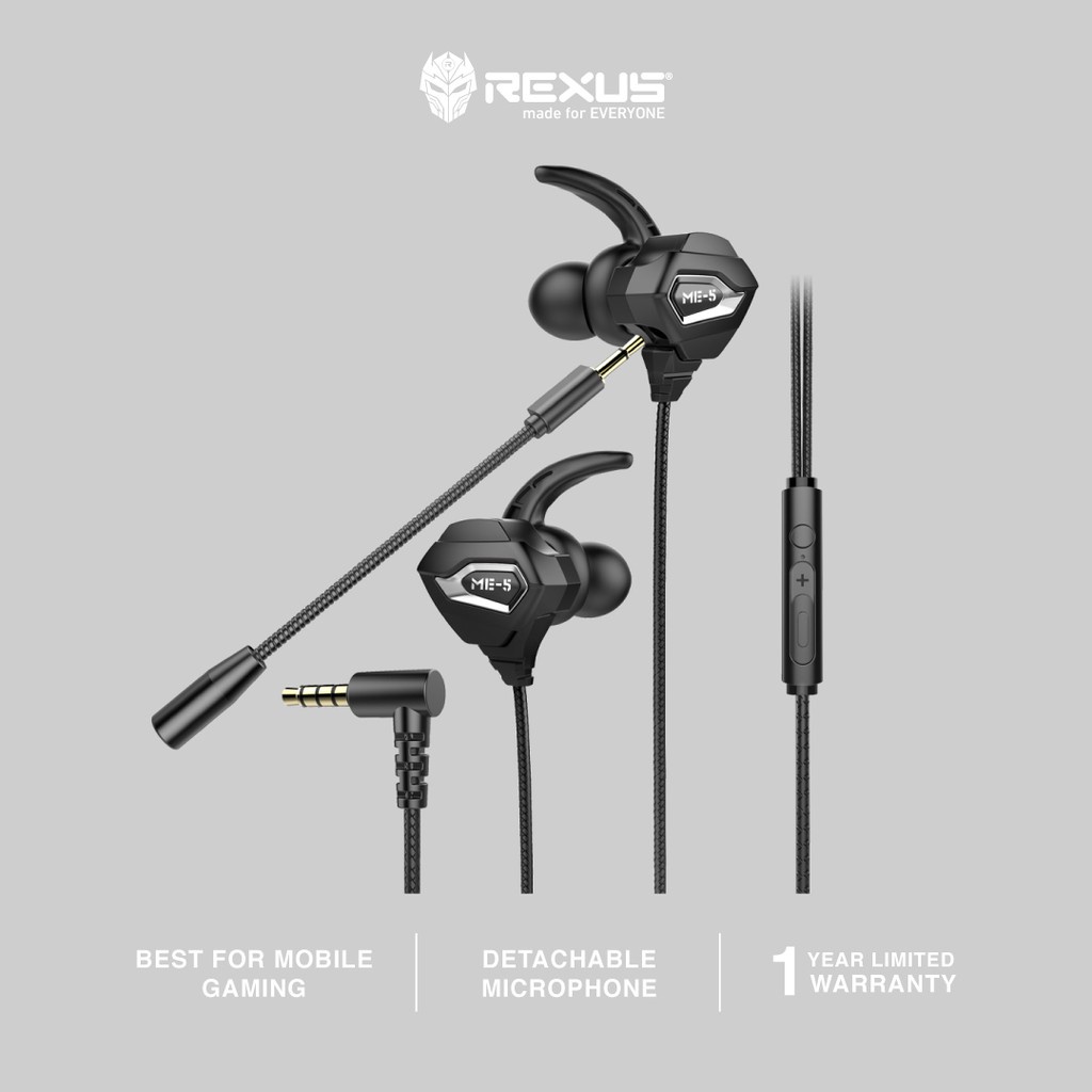 Rexus Earphone Gaming ME-5 / ME5 with Dual Microphone Free Split