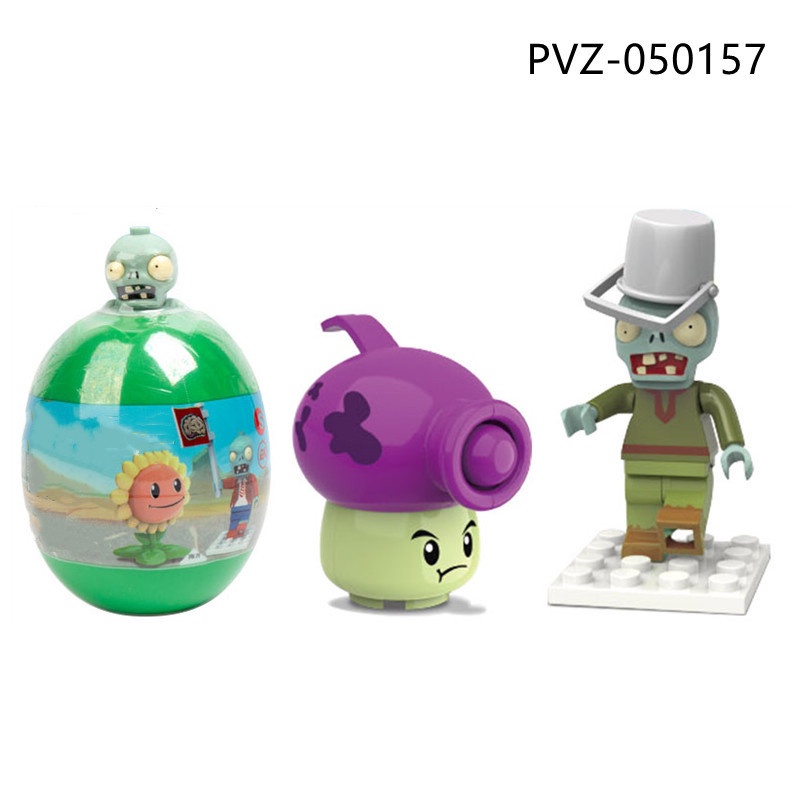 Tanaman Anime vs. Zombies Figurine Telur Cacat Bunga Matahari Salju Kacang Kaktus DIY Mainan Blok Bangunan Untuk Hadiah Anak