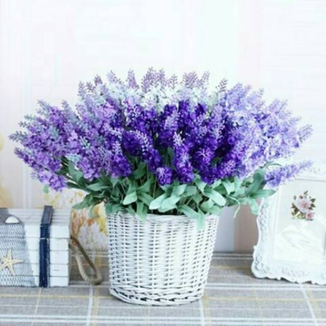 Lavender Artificial Plant Bucket Bunga Lavender Sintetis Palsu Shopee Indonesia