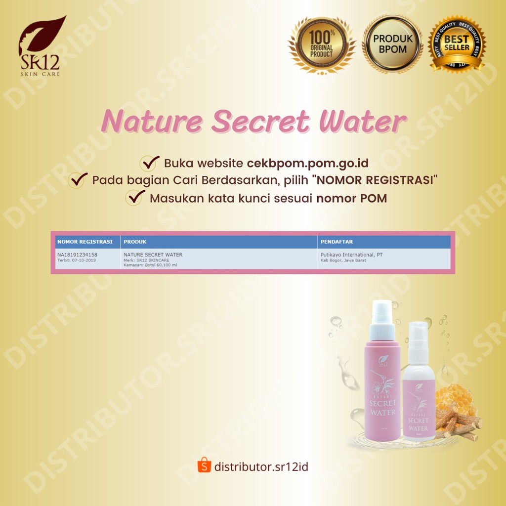 Nature Secret Water SR12 Facial Spray Face Mist Penyegar Wajah Kulit Kering Berjerawat BPOM