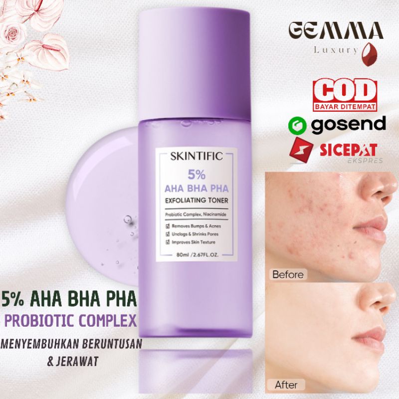 (GOSEND/COD) SKINTIFIC 5% AHA BHA PHA EXFOLIATING TONER SKIN EKSFOLIASI GLOW AND SMOOTH WITH NIACINAMIDE
