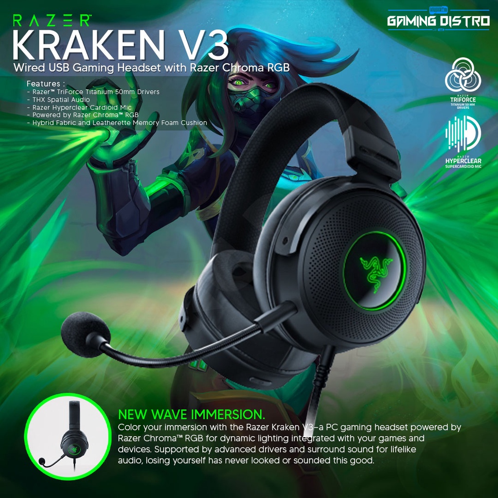 Jual Headset Gaming Razer Kraken V3 Wired USB | Shopee Indonesia