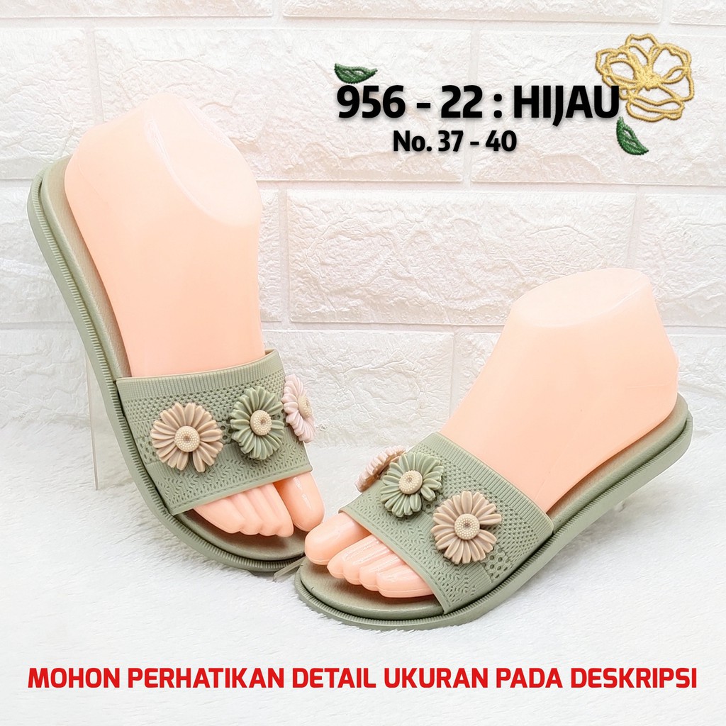 SANDAL WANITA BALANCE 956 22 SLOP 3 BUNGA BLC 956-22 ORIGINAL RUBBER EMPUK LENTUR NICE LOVE FLOWER