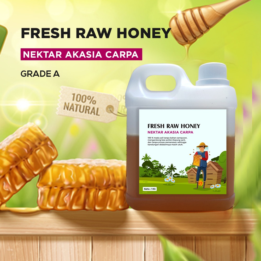 Fresh Raw Honey Nektar Akasia Carpa Asli Tanpa Campuran Dari Hutan Sumatra  1 KG