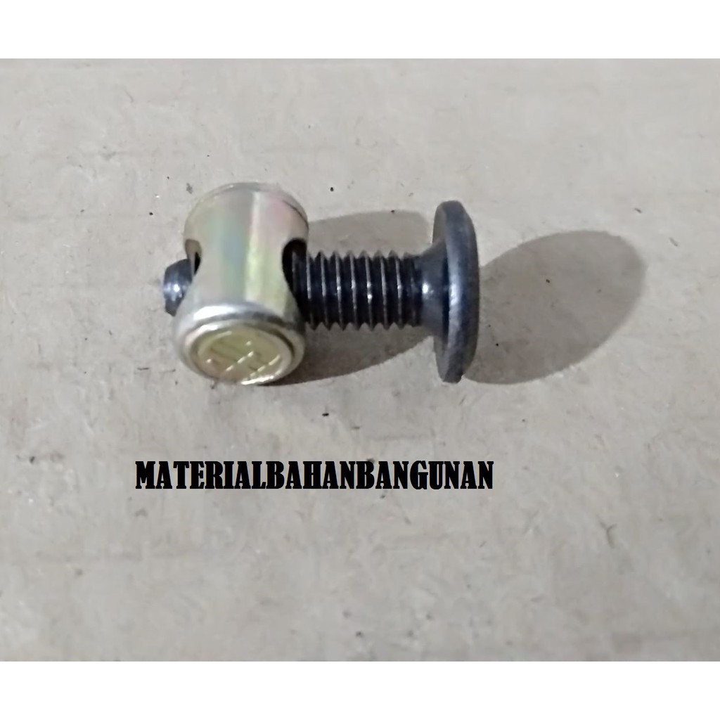 Mur Baut Ligna JCBC M 6 x 30 mm Knock Down Bolt HItam Kepala Kunci L Mur Baut Furniture