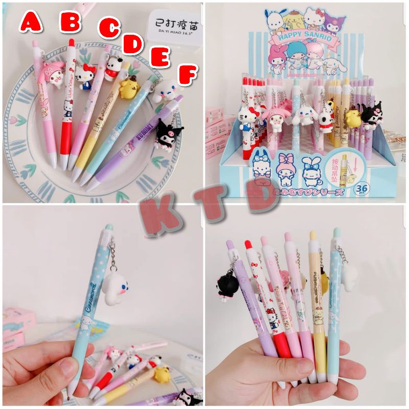 

Pulpen Hello Kitty My Melody Kuromi Pompompurin Cinnamoroll Pochacco Tinta Hitam