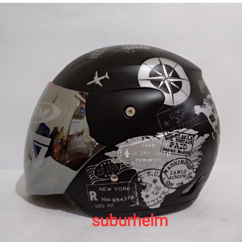 HELM  GM  EVOLUTION  TRAVEL    BLACK   DOFF  HALF FACE  SINGLE VISOR   ORI GM