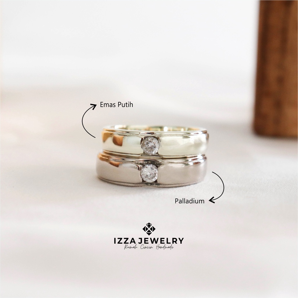 Cincin Couple Bahan Emas Putih 10% dan Palladium 10%