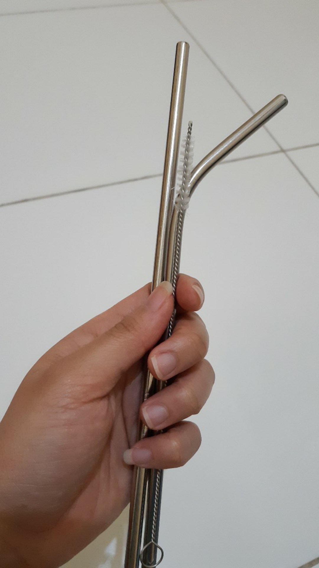 Paket Satu Set Sedotan Stainless Lengkap Isi 3