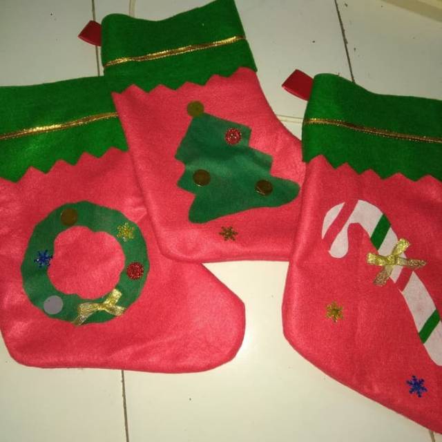 Hiasan natal kaos kaki flanel 30cm  Chrismas sock