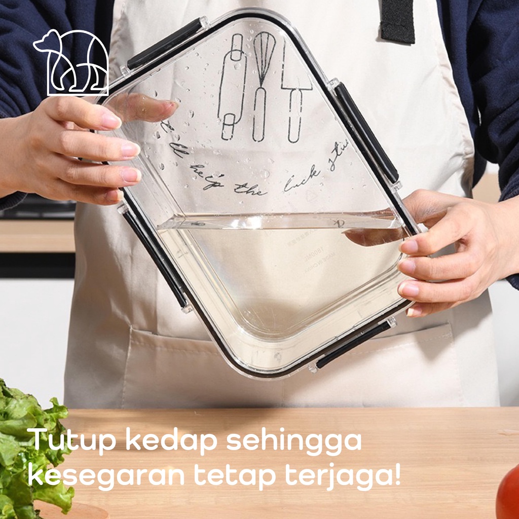 【IKONE】HIKA Kontainer Makanan Stackable Tempat Penyimpanan Makanan Serbaguna Kedap Udara Food Storage Box Tempat Penyimpanan Kulkas Sayur Buah Daging Tupperware Kotak Bening Kulkas Lemari Dapur Food Organizer