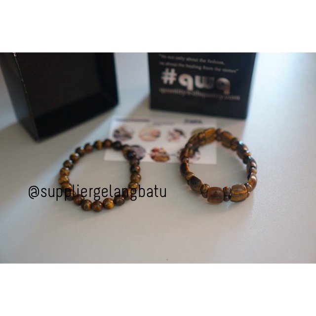 gelang batu paket TIGER EYE COKLAT biduri sepah brown etnik kesehatan aksesoris pria wanita model