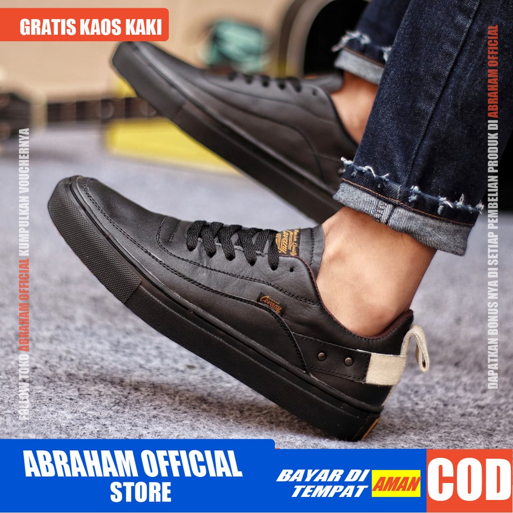 ABRAHAM Sepatu Sneakers Kulit Asli Kerja Pria
