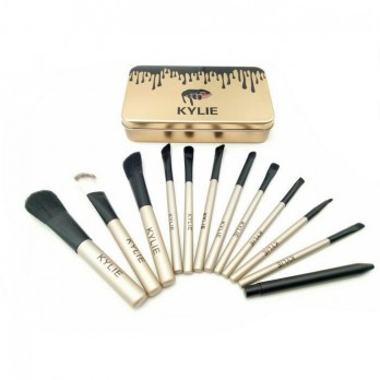 Kuas MakeUp Kylie isi 12pcs Brush Make Up gold