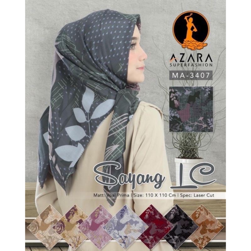 JILBAB SEGI EMPAT  AZAHRA MOTIF VOAL/LC Kerudung Laser  Cut Motif