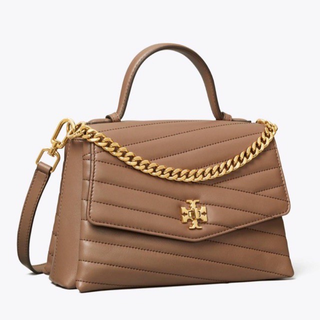 tory burch tb kira chevron taupe top handle