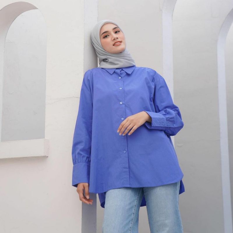 Kemeja blouse Linen crinkle premium